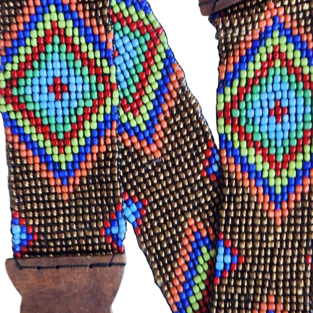 Aztec Beaded Stretch Belt Golds, Blues Orange One Size